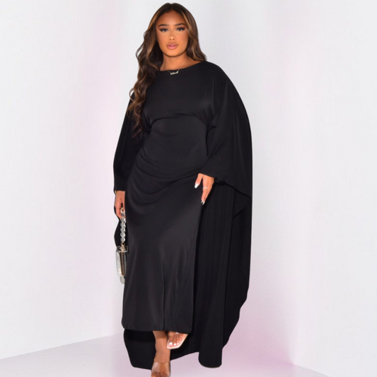 Ember | Long Elegant Boat Neck Batwing Sleeve Dress