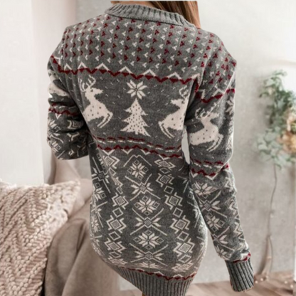 Faith | Reindeer Snowflake Round Neck Sweater Dress