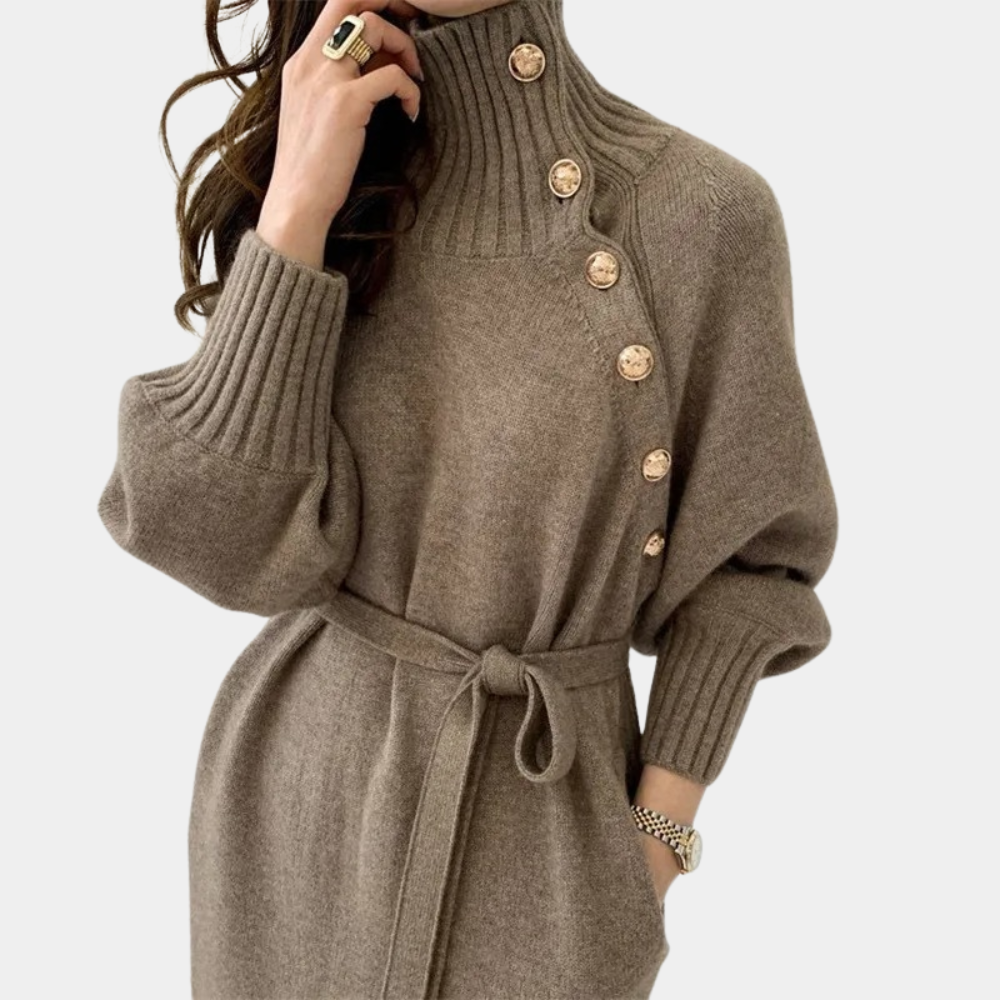 Dina | Knitted Long Sleeve Loose-Fit Maxi Dress