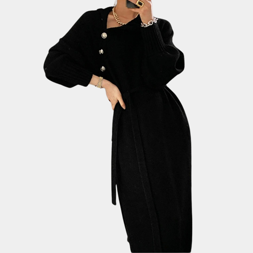 Dina | Knitted Long Sleeve Loose-Fit Maxi Dress