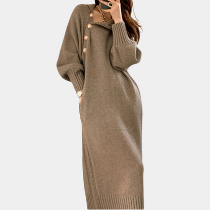 Dina | Knitted Long Sleeve Loose-Fit Maxi Dress