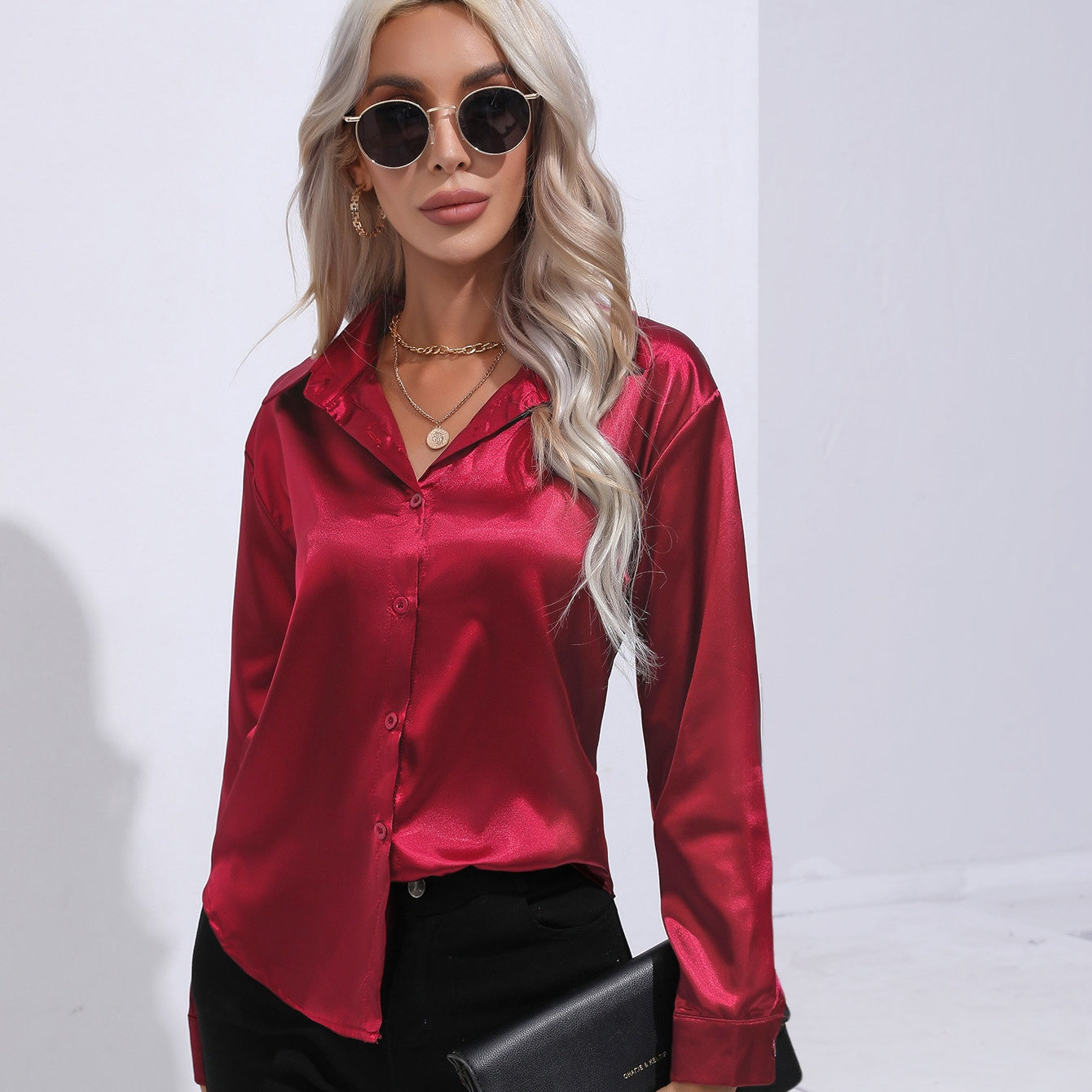 Farrah | Satin Slim Shirt for Women