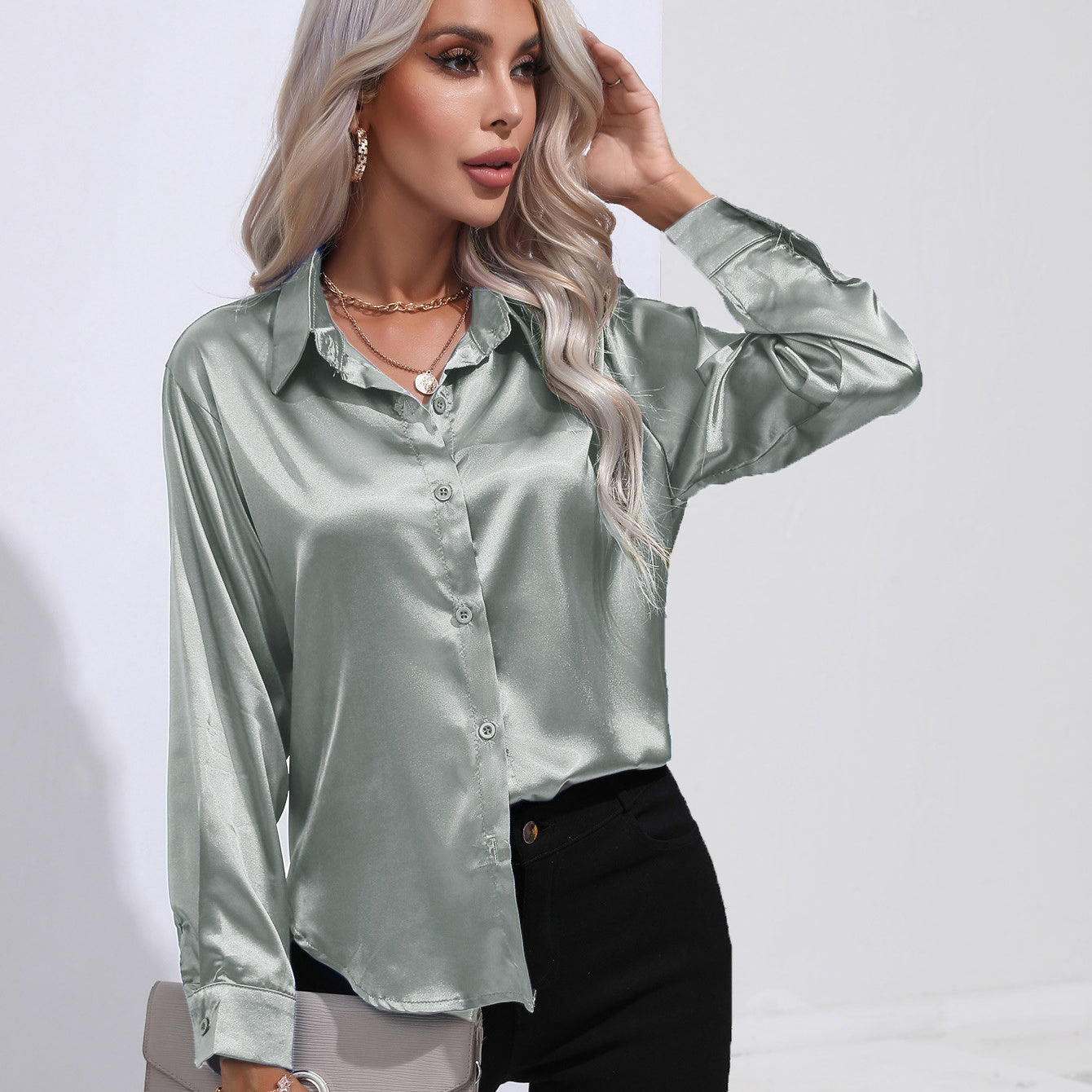 Farrah | Satin Slim Shirt for Women