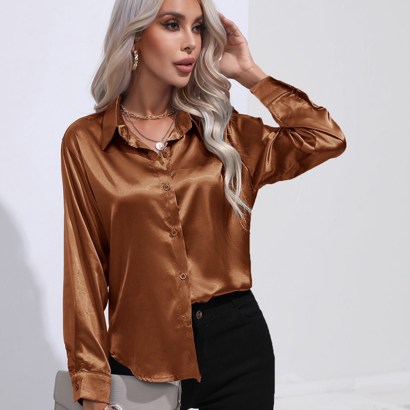 Farrah | Satin Slim Shirt for Women