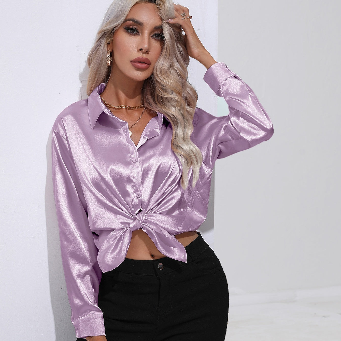 Farrah | Satin Slim Shirt for Women