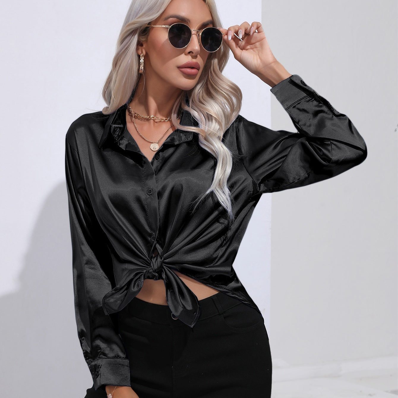 Farrah | Satin Slim Shirt for Women