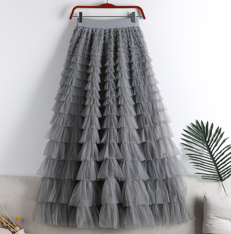 Grace | Elegant Vintage Tulle Long Skirt for Women